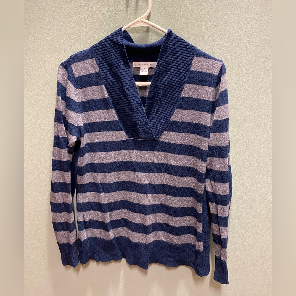Navy and Gray Striped Sweater